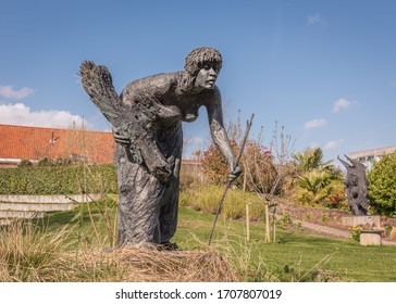 HOOFDDORP-MARCH 14 2020. Hidden Behind The John The Baptist Church In Hoofddorp, Is A Beautiful Garden With Several Statues. All Of Them Refer To Passages From The Holy Bible. 