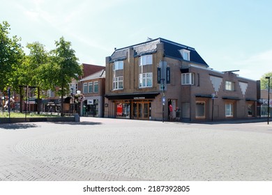 Hoogeveen, Netherlands- August 7, 2022: Main street with shop Vero Moda in Hoogeveen, Netherlands