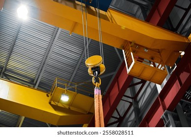 Hook assembly with rigging and strops of moving crane
