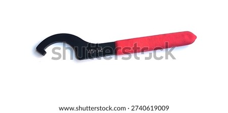 Hook spanner wrench used . Made from high carbon steel. Features a red. non slip rubberized grip.