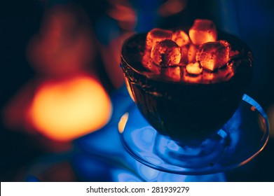 hookah hot coals for smoking and leisure in natural lighting