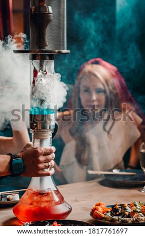 hookah on table in the restaurant or cafe