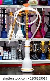 Hookah shisha instrument for vaporizing and smoking flavored tobacco.  - Shutterstock ID 1208185015