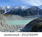 Hooker Valley Glacier amidst winter.