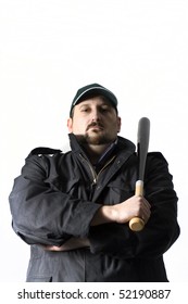 Hooligan provocate with baseball bat
