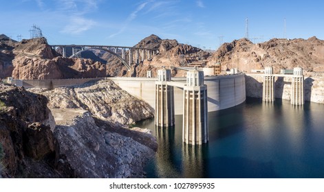 Hoover Dam Between Lake Mead And The Colorado River, In The Background The Mike O'Callaghan - Pat Tillman Memorial Bridge, AZ, USA