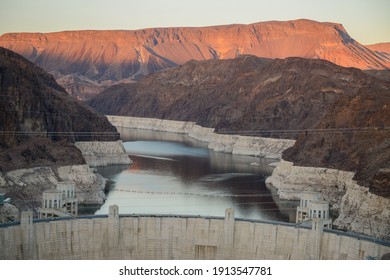 Hoover Dam During Sunset In Arizona