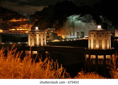 Hoover Dam At Night From Arizona Side