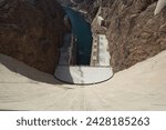 Hoover dam on the colorado river forming the border between arizona and nevada, united states of america, north america