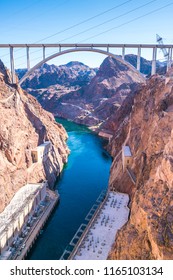 Hoover Dam On Sunny Day,Nevada,usa.