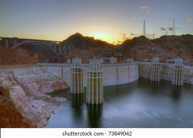 Hoover Dam At Sunset