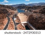 The Hoover Dam uses the Colorado River to create Lake Mead along the Nevada-Arizona border. 