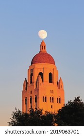 Hoover Tower With Full Moon, California