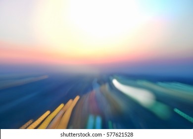 Hope Concept; Blurred Light Abstract On Evening Sunset Beach Near Ocean For Prayer Theme Decoration