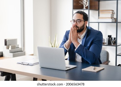 Hope concept. Businessman boss waiting for important results, solving difficult problems, dealing with contracts and clients. Job problems, hard task project, start up. Remote occupation on freelance - Shutterstock ID 2006563478