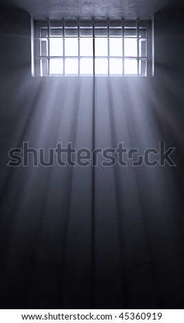 hope and despair with sun rays in this old dark prison cell