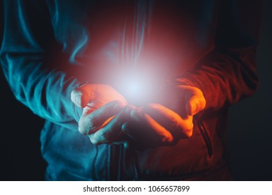 Hope Faith Spirituality Light Cupped Male Stock Photo 1065657899 ...