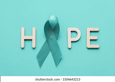 HOPE With Teal Ribbon, Ovarian Cancer, Cervical Cancer, Anti Bullying And Sexual Assault, Pcos Awareness
