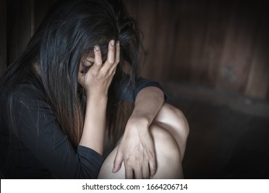 Hopelessness.  Young Woman Crying, Woman Victim Of Domestic Violence And Abuse.