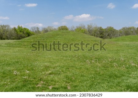 Hopewell Culture National Historical Park with earthworks and burial mounds from indigenous peoples who flourished from about 200 BC to AD 500. Mound City group in Chillicothe, Ohio.