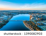 Hopkins River in Warrnambool town, Australia - aerial view