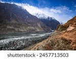 Hopper Glacier in Hunza, Gilgit Baltistan. Beautiful mountains view. 