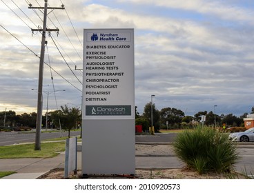 Hoppers Crossing, Vic Australia - June 6 2021: Health Care Signage With Various Practitioners And Health Services