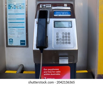 Hoppers Crossing, Vic Australia - Sept 16 2021; Telstra public phone