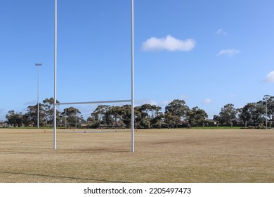 Hoppers Crossing, Vic Australia - September 19 2022: Suburban Sports Oval With Rugby Goal Posts