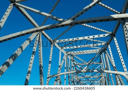 Horace Wilkinson Bridge, close-up abstract geometry, in Baton Rouge on Interstate 10 Highway over the Mississippi River in Louisiana, USA