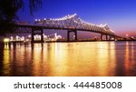 Horace Wilkinson Bridge crosses over the Mississippi River at night in Baton Rouge, Louisiana