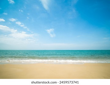 Horizon beautiful  landscape summer season panorama front view tropical sea beach white sand clean blue sky background calm nature ocean soft wave water travel at Sai Kaew Beach island sun day time - Powered by Shutterstock