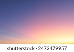 Horizon panorama and dramatic twilight sky and cloud sunset background. Natural sky background texture, beautiful color. Dark clouds, big storm and rain. Weather and nature concept