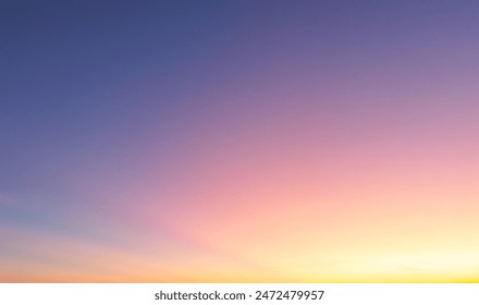 Horizon panorama and dramatic twilight sky and cloud sunset background. Natural sky background texture, beautiful color. Dark clouds, big storm and rain. Weather and nature concept - Powered by Shutterstock