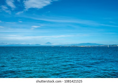 Horizon Of The Sea Ocean And Blue Sky Background