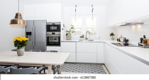 Horizontal Banner Of A Fancy Kitchen