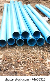 Horizontal Blue Plumbing Pipes