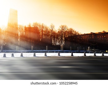 Horizontal City Road With Dramatic Light Leak Background