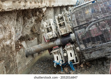 Horizontal Drilling Rig Preparing For Strand Anchors