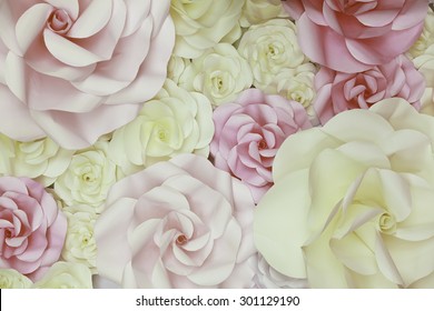 Horizontal Flower Paper Wedding Backdrop Wall Background And Texture.