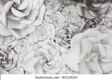 Horizontal Flower Paper Wedding Backdrop Wall Background And Texture.