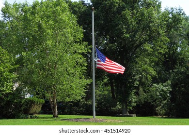 Horizontal Image American Flag Flying Half Stock Photo 451514920 ...