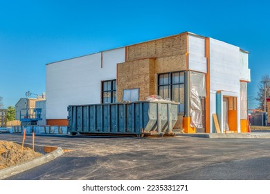 Horizontal image of  an construction project for a new fast-food store
