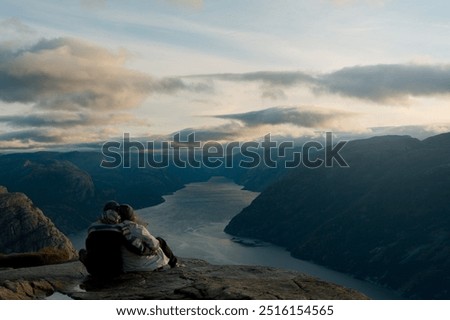 Similar – Image, Stock Photo Midnight sunbath by the fjord