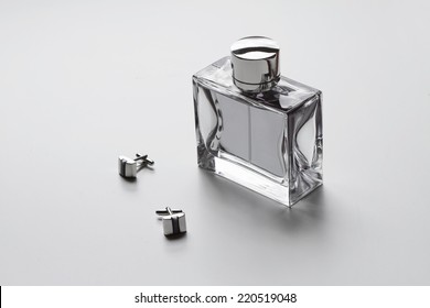 Horizontal Mens Cologne And Cuff Links Monochrome