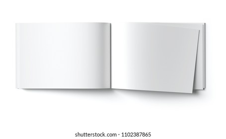 Horizontal Open Magazine Album A4 On White Background