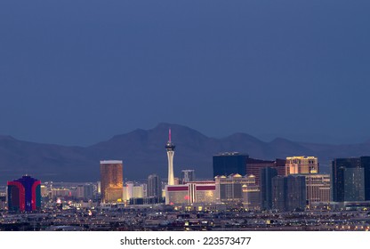 Horizontal Photo Of Las Vegas Skyline At Dusk.