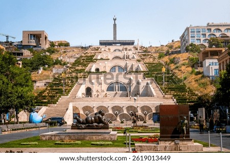 Horizontal photograph of Cascade Complex, in Yerevan, Armenia on a a sunny day. Ideal for travel brochure, magazine cover, poster.