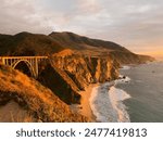 Horizontal picture of Sunset over bridge in Big Sur, California