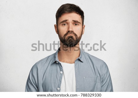 Similar – Image, Stock Photo Portrait of a upset young redhead woman